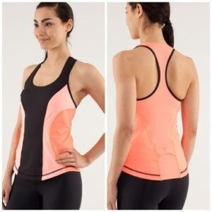 Lululemon Cardio Kick Tank Black Coral Orange